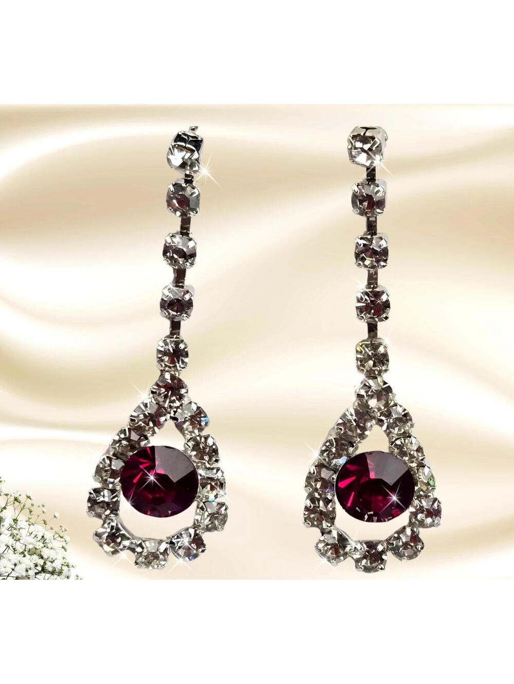 Pink Rhinestone Dangle Earrings 1.75" Prom Jewelry Mother's Day Gift for Her NEW